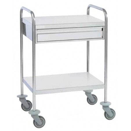 Chariot Inox Plateaux Bords Tomb S Avec Tiroir Teamalex Medical