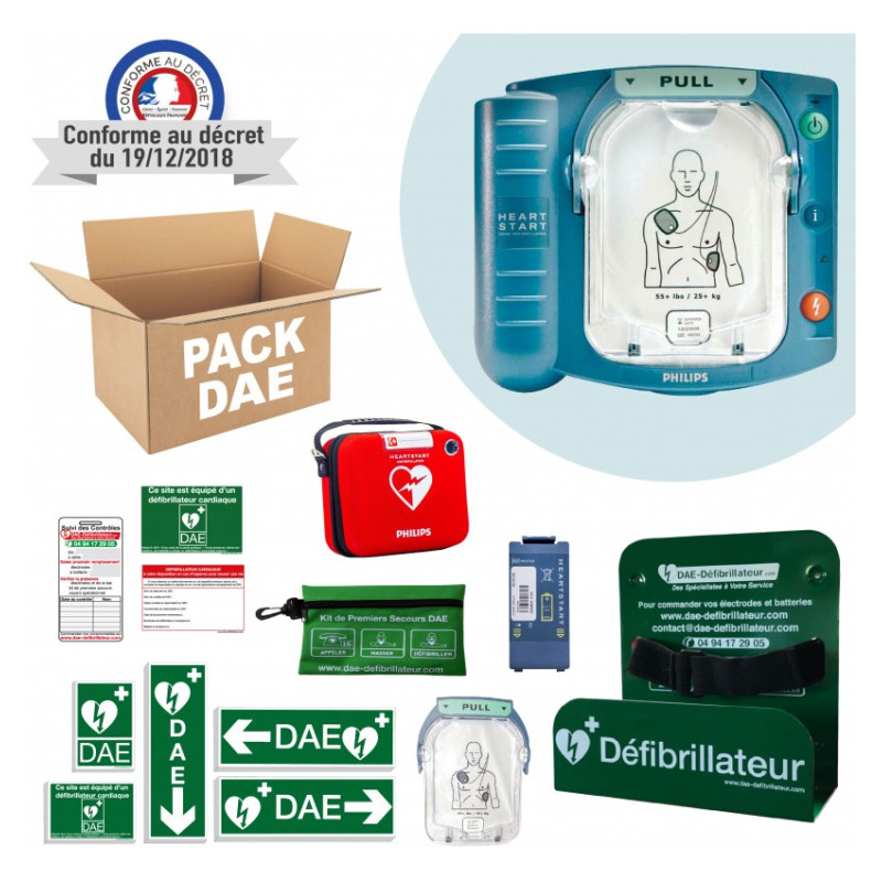 Pack défibrillateur Philips HS1- Support mural intérieur Teamalex Medical