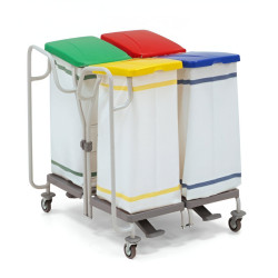 Chariot ramassage linge 4 supports sacs en carré 70 Litres Teamalex Medical