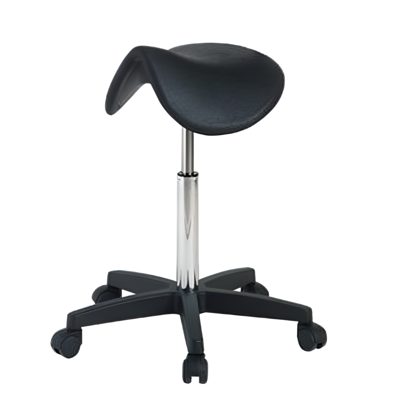 Tabouret selle sur roulettes polyuréthane noir Carina Teamalex