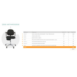 Siège ergonomique avec assise arthrodèse 2300 Teamalex Medical