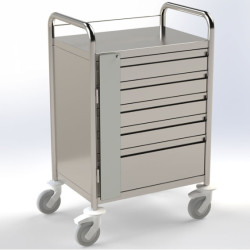 Chariot d'urgence inox 5 tiroirs fermeture centralisée Teamalex